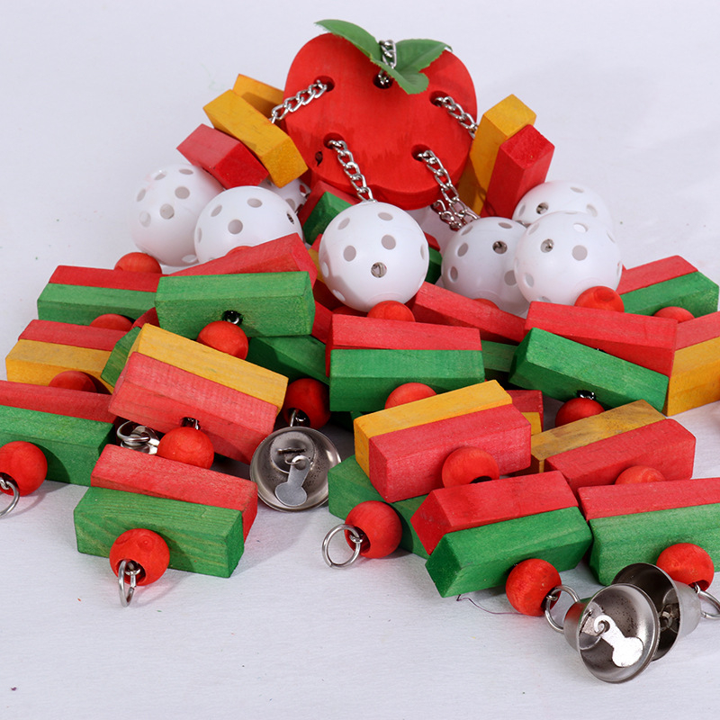 Папагал доставя играчка за хапане, дъвчеща люлка, клетка за птици, дървена играчка за птици, външна търговия, Amazon гореща продажба, комбиниран костюм