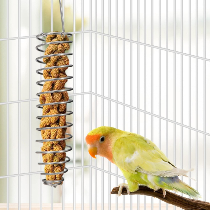 Papagal Feeder Fructe Furcă Oțel Inoxidabil Bell Feeder Bird Supplies Ustensile