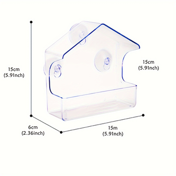 Διαφανής ταΐστρα πουλιών από ακρυλικό με βεντούζα από μπαλκόνι και παράθυρο, εξωτερικό κλουβί πουλιών σε απόθεμα σε παρτίδα