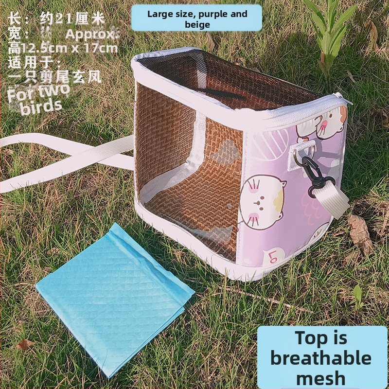 Xuan Fengi väljaminev papagoi kaasaskantav linnukott tiigri nahast pesakott hingav läbipaistev õlakott pojengipuurist nähtav neli aastaaega