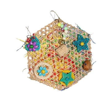 Παιχνίδι παπαγάλου που ροκανίζει γομφίους, χρωματιστό ψιλοκομμένο χαρτί, είδη πουλιών, σκεύη, κλουβί πουλιών, μενταγιόν, διασυνοριακό, ζεστό σε πωλήσεις, μπαμπού δίχτυ, καμπάνα