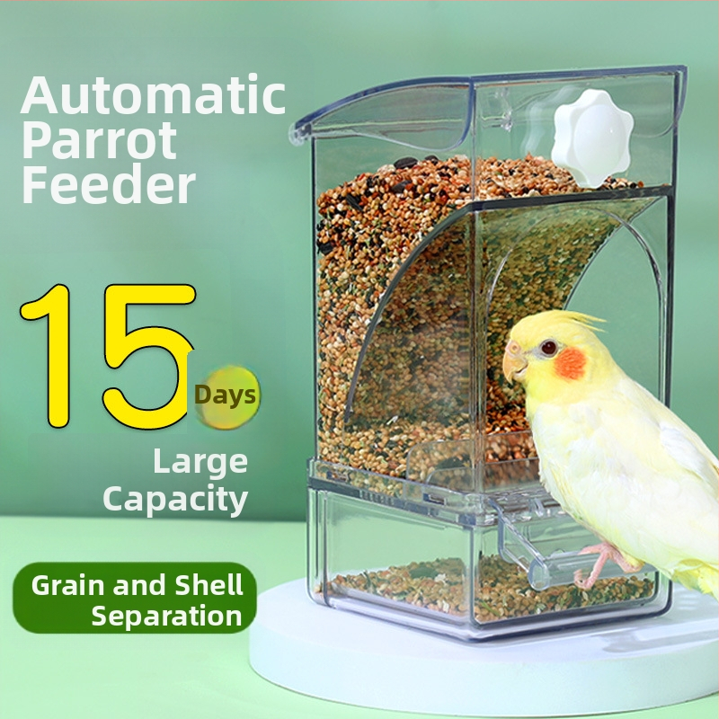Papagoisöötja lindude toidukast Automaatne rippuv uus lindude söötja pritsmekindel kauss ja pott terade kestade eraldamine lindude toitmine