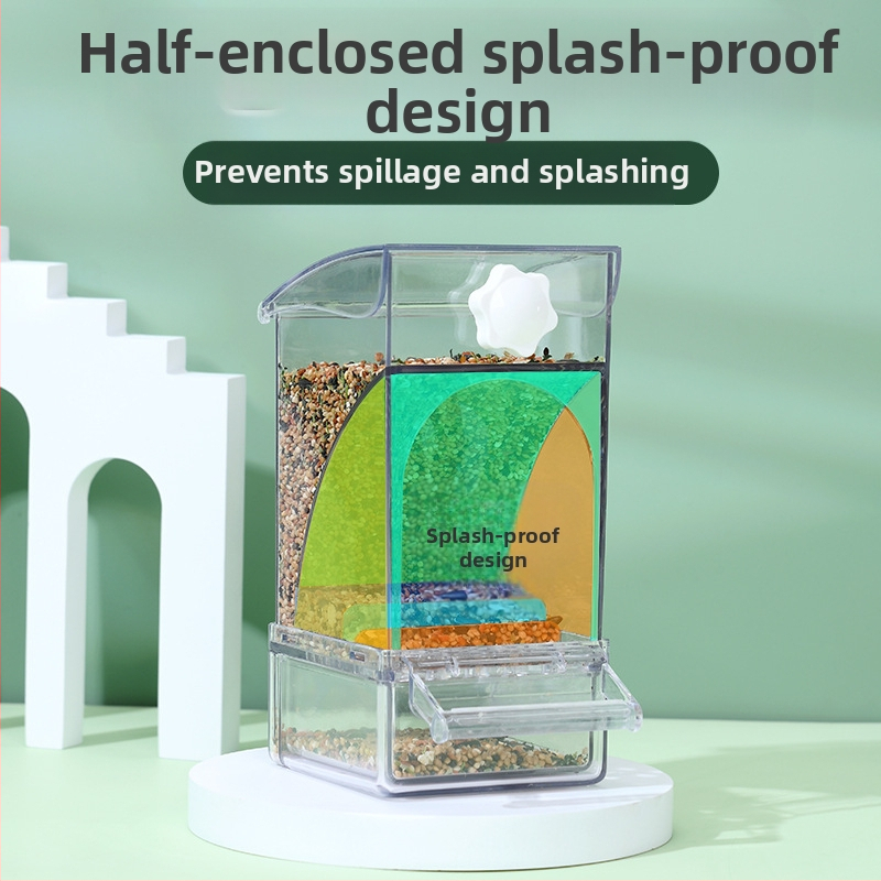 Хранилка за папагали, кутия за храна за птици, автоматично окачване, нова хранилка за птици, устойчива на пръски, купа и саксия, разделяне на зърнени черупки, хранене на птици