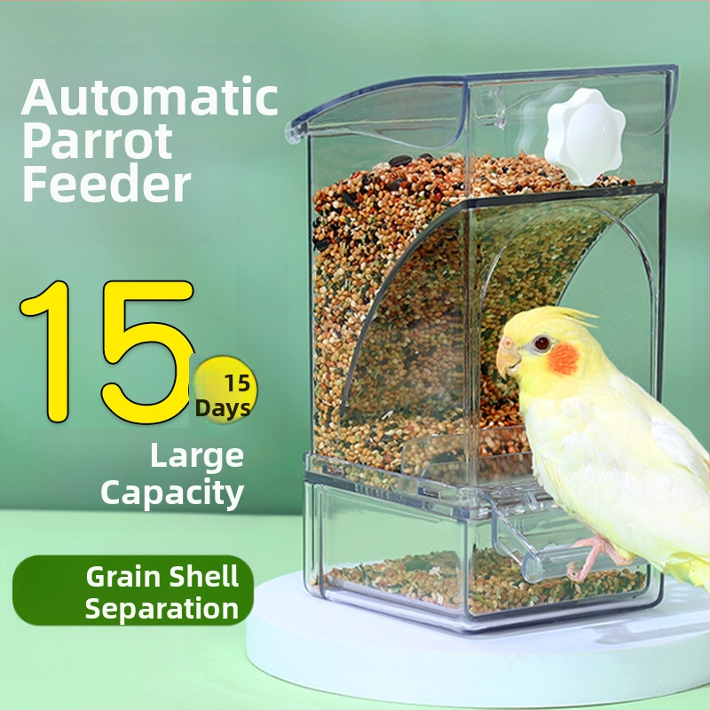 Papagoisöötja lindude toidukast Automaatne rippuv uus lindude söötja pritsmekindel kauss ja pott terade kestade eraldamine lindude toitmine