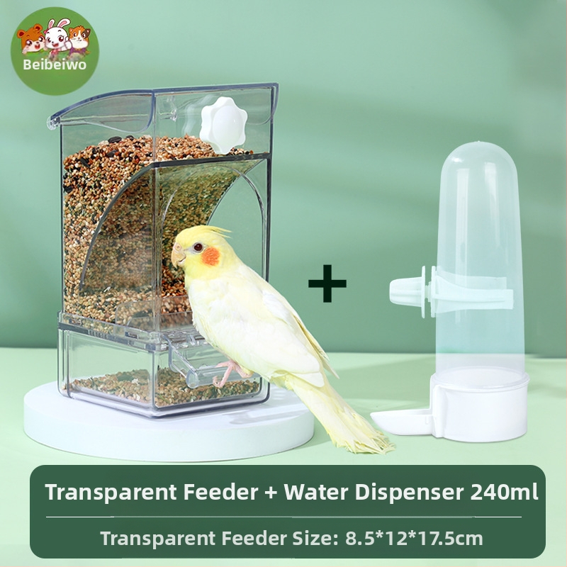 Papagoisöötja lindude toidukast Automaatne rippuv uus lindude söötja pritsmekindel kauss ja pott terade kestade eraldamine lindude toitmine