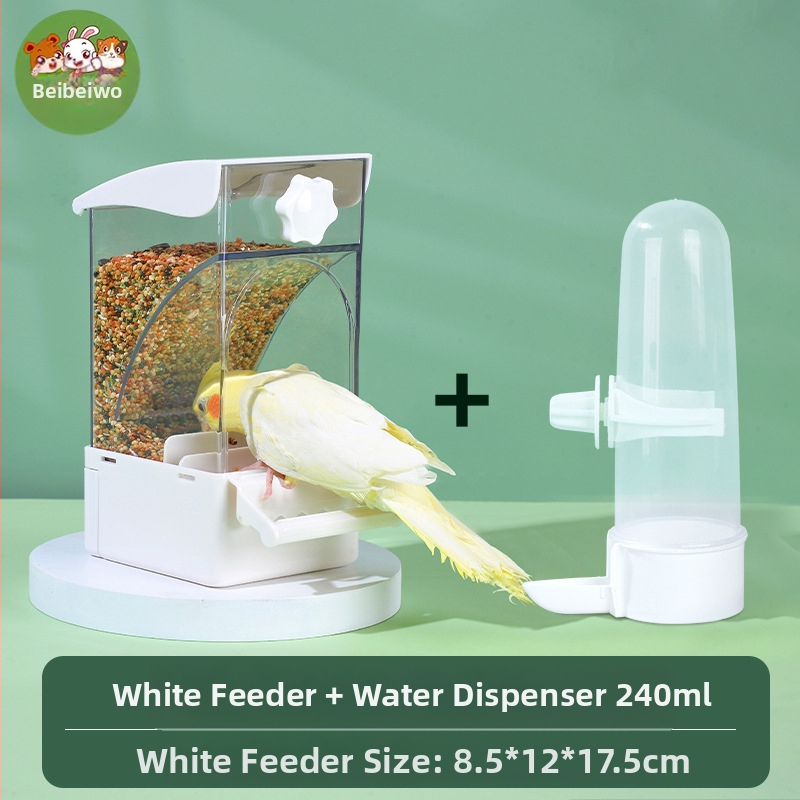 Papagoisöötja lindude toidukast Automaatne rippuv uus lindude söötja pritsmekindel kauss ja pott terade kestade eraldamine lindude toitmine