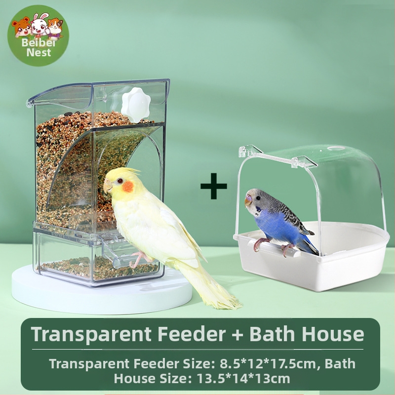 Papagoisöötja lindude toidukast Automaatne rippuv uus lindude söötja pritsmekindel kauss ja pott terade kestade eraldamine lindude toitmine