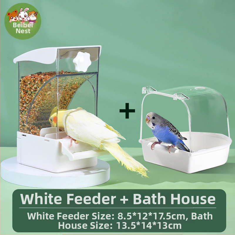 Papagoisöötja lindude toidukast Automaatne rippuv uus lindude söötja pritsmekindel kauss ja pott terade kestade eraldamine lindude toitmine