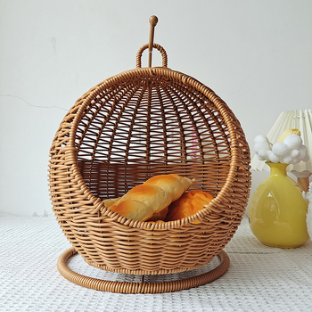 Rotango kačių narvas, namų apyvokos reikmuo, mažas butas, kačių lizdas, pakabinamas krepšelis, pusiau uždaras, „Four Seasons“ universalus, nuimamas ir plaunamas mini kačių lizdo papuošimas