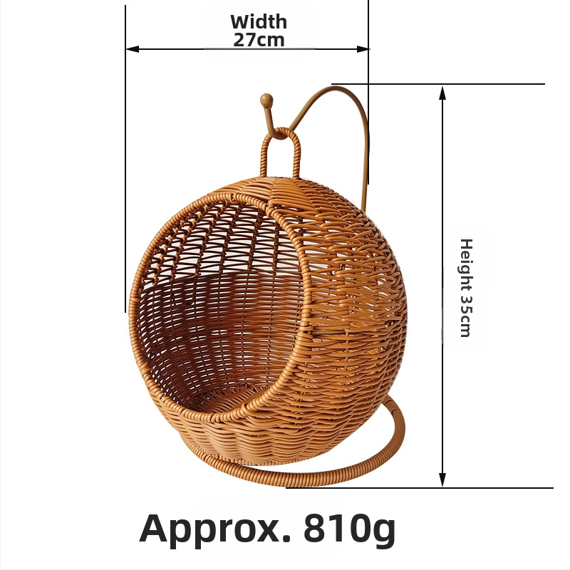 Rotango kačių narvas, namų apyvokos reikmuo, mažas butas, kačių lizdas, pakabinamas krepšelis, pusiau uždaras, „Four Seasons“ universalus, nuimamas ir plaunamas mini kačių lizdo papuošimas