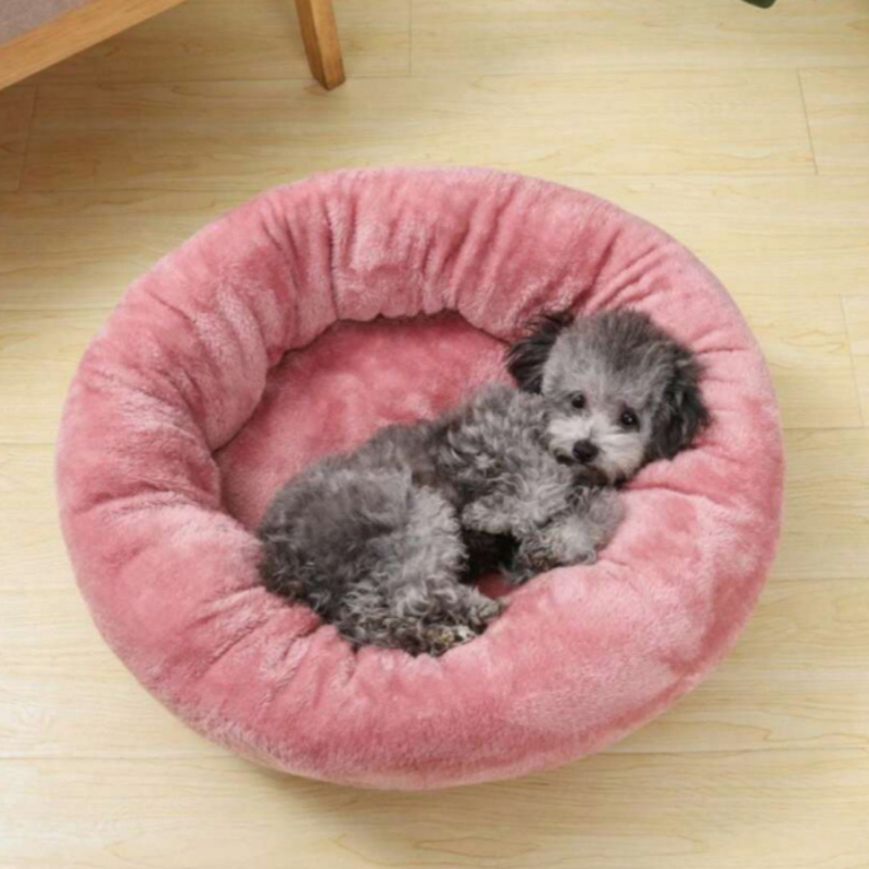 Okrugli kratki plišani krevet od arktičkog flisa s mekim jastukom za kavez za četiri godišnja doba, topli krevet za mačke i male pse