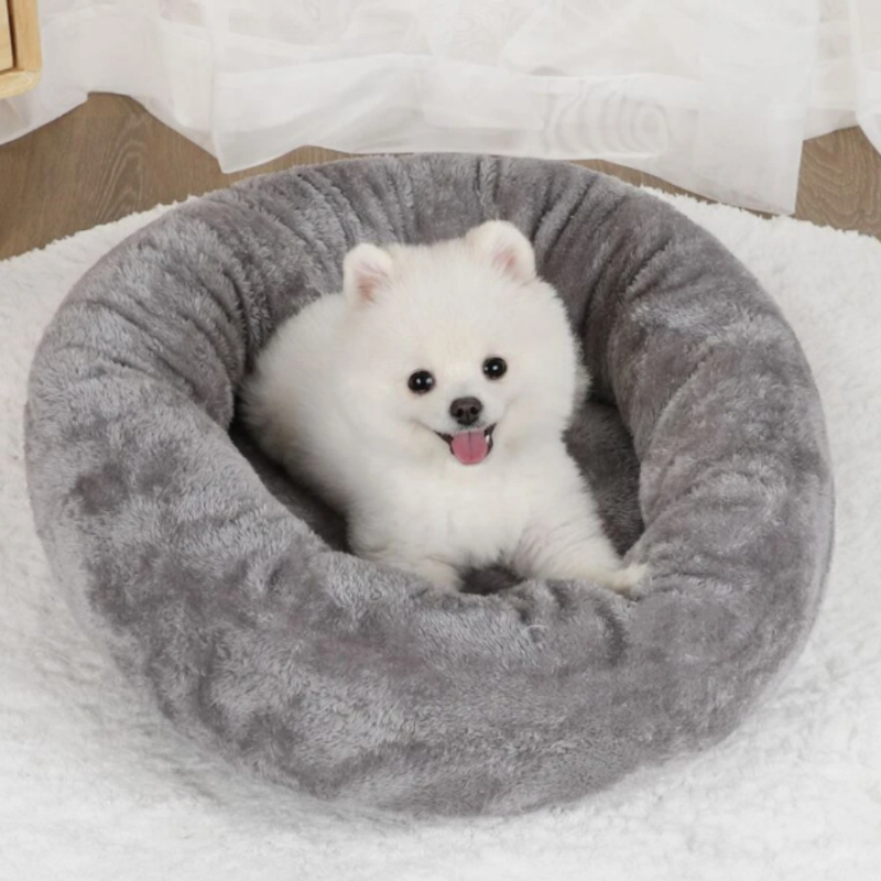 Okrugli kratki plišani krevet od arktičkog flisa s mekim jastukom za kavez za četiri godišnja doba, topli krevet za mačke i male pse