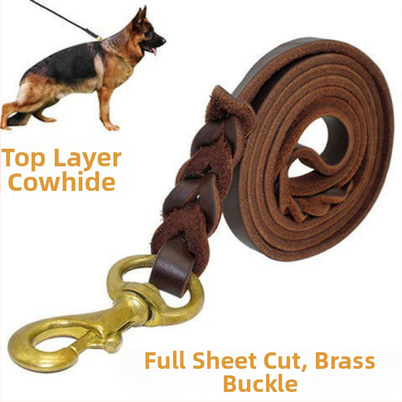 Pas za hodanje, univerzalni pas za konje, njemački ovčar, zlatni retriver, noseći sloj od mekane kravlje kože, vučno uže za pse, čelična kuka, bakrena kuka