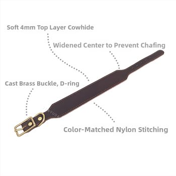 Διευρυμένο κολάρο λαγωνικού από δέρμα αγελάδας, κολάρο για κατοικίδια, κολάρο λαιμού σκύλου, ορειχάλκινο κούμπωμα από γνήσιο δέρμα