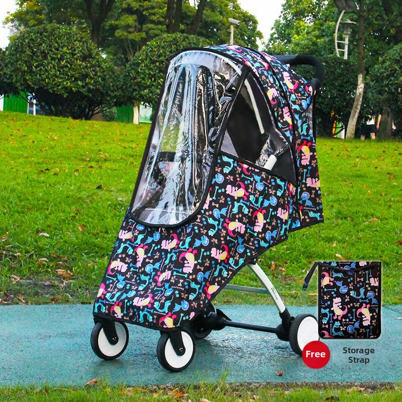 Nüüd beebikäru tuulekindel kate, jalutuskäru vihmavari jalutuskäru universaalne vihmakate, tuule- ja tolmukindel EVA materjal, läbipaistev ja hingav