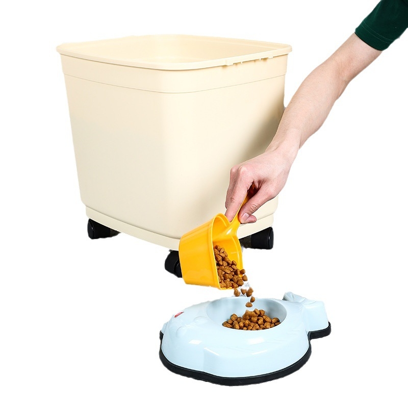 Lemmikloomade teravilja hoiustamise ämber, suletud niiskuskindel värskena hoidmise mahutavusega 30 kg kassi- ja koerateravilja hoiustamiseks, pööratav koerateravilja hoiustamise ämber