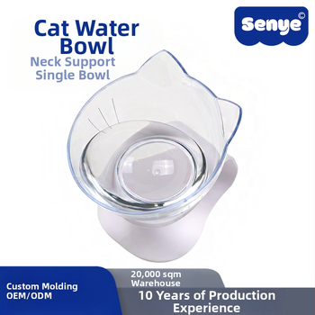 Купа за котки на едро за кучета и котки с високо гърло, неплъзгаща се, наклонена уста, питейна вода за хранене на котки, купа за хранене, двойна купа
