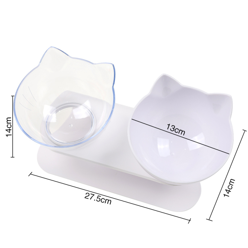 Купа за котки на едро за кучета и котки с високо гърло, неплъзгаща се, наклонена уста, питейна вода за хранене на котки, купа за хранене, двойна купа
