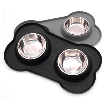 Μπολ για κατοικίδια από ανοξείδωτο ατσάλι, διπλό μπολ, 2 χρήσεων, μπολ για σκύλους, αντιανατρεπτικό και αντιυπερχείλισης, μπολ ρυζιού για σκύλους, πιάτα για γάτες και σκύλους