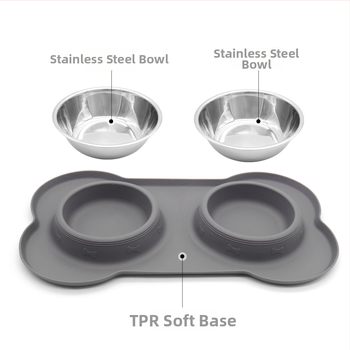 Μπολ για κατοικίδια από ανοξείδωτο ατσάλι, διπλό μπολ, 2 χρήσεων, μπολ για σκύλους, αντιανατρεπτικό και αντιυπερχείλισης, μπολ ρυζιού για σκύλους, πιάτα για γάτες και σκύλους