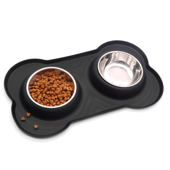 Μπολ για κατοικίδια από ανοξείδωτο ατσάλι, διπλό μπολ, 2 χρήσεων, μπολ για σκύλους, αντιανατρεπτικό και αντιυπερχείλισης, μπολ ρυζιού για σκύλους, πιάτα για γάτες και σκύλους