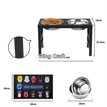 Suport pentru boluri de fier pentru câini, tavă pentru hrană pentru câini, potrivită pentru câini de talie medie și mare