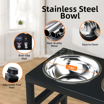 Suport pentru boluri de fier pentru câini, tavă pentru hrană pentru câini, potrivită pentru câini de talie medie și mare