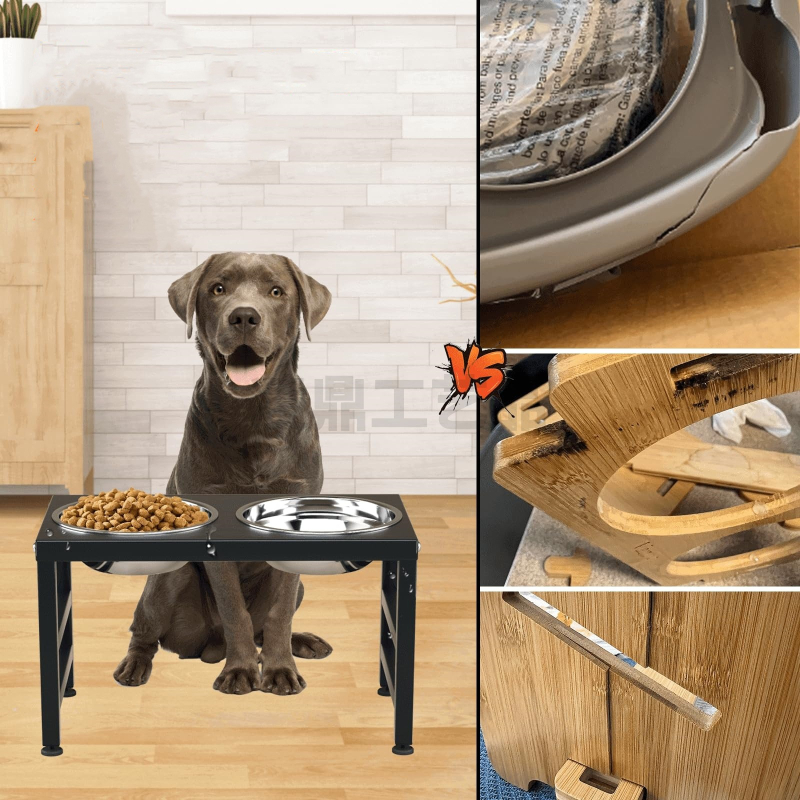 Suport pentru boluri de fier pentru câini, tavă pentru hrană pentru câini, potrivită pentru câini de talie medie și mare