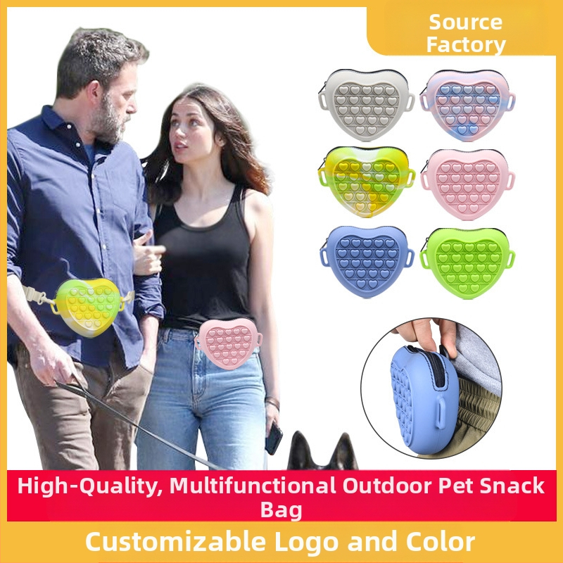 Нова преносима силиконова чанта за храна за кучета за външна употреба, чанта за обучение на домашни любимци, раница за кучета, чанта за кръста за домашни любимци