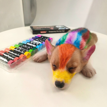 Mājdzīvnieku matu krāsošanas nūjiņa, īpašs krītiņš, nebojā matus, krāsains matu krāsošanas krēms, suņu matu krāsošanas marķieris, matu krāsošanas maģiskais rīks pārrobežu lietošanai