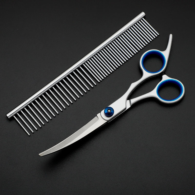 Директни продажби от фабриката Професионални ножици за подстригване на кучешка козина Извити ножици Стрижане на кучешки плюшени мечета Фризьорски инструменти за красота Ножици за домашни любимци