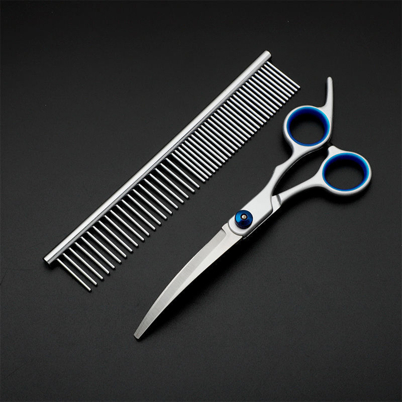 Директни продажби от фабриката Професионални ножици за подстригване на кучешка козина Извити ножици Стрижане на кучешки плюшени мечета Фризьорски инструменти за красота Ножици за домашни любимци