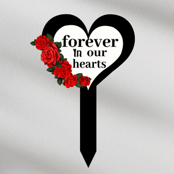 Memorialinių kapinių rožių širdies formos akrilinė dekoracija