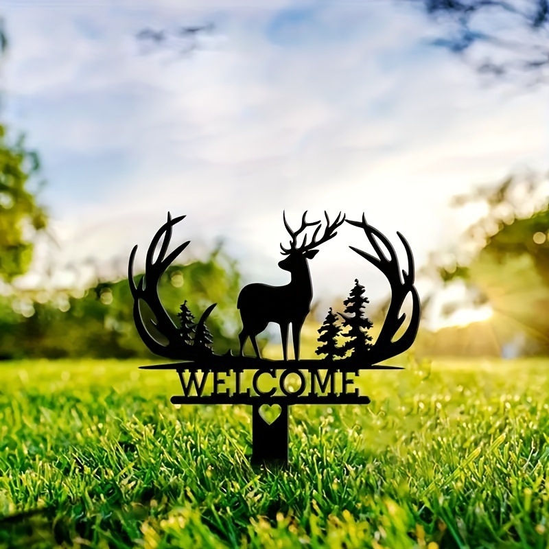 Transfrontalieră, vânzare fierbinte, antilope, cerb, siluetă creativă de animale, decor exterior, grădină metalică, meșteșuguri, inserție de fier, artă