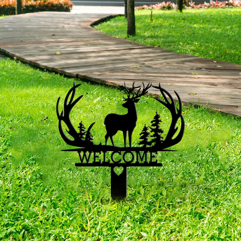Трансгранична горещо продавана антилопа елен креативен животински силует външна декорация метална градинска вложка желязо изкуство