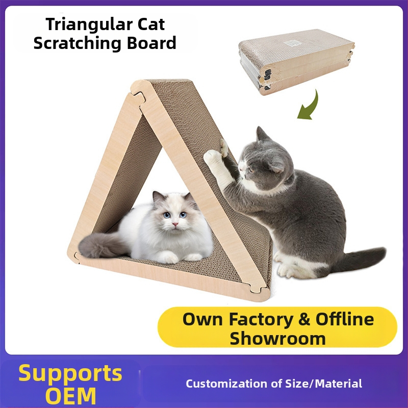 Cezhraničný veľkoobchodný štandardný skladací škrabadlo pre mačky trojuholníkové škrabadlo pre mačky 6 strán k dispozícii vlnitý papier Amazon