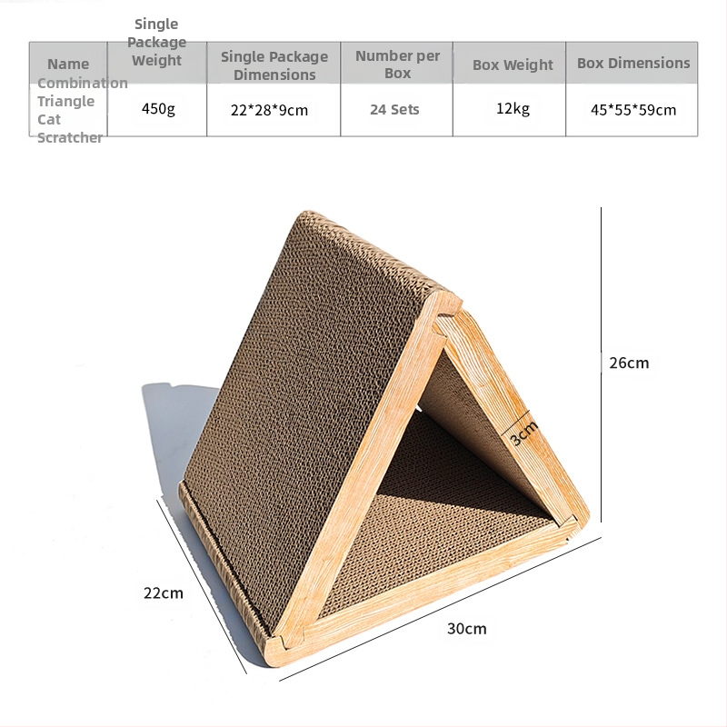 Cezhraničný veľkoobchodný štandardný skladací škrabadlo pre mačky trojuholníkové škrabadlo pre mačky 6 strán k dispozícii vlnitý papier Amazon