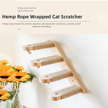 Ξύλινη σκάλα αναρρίχησης για γάτες, επιτοίχια βάση αναρρίχησης πολλαπλών στρώσεων, σχοινί σιζάλ, ξύλινη σανίδα, σκάλα, είδη παιχνιδιών για γάτες