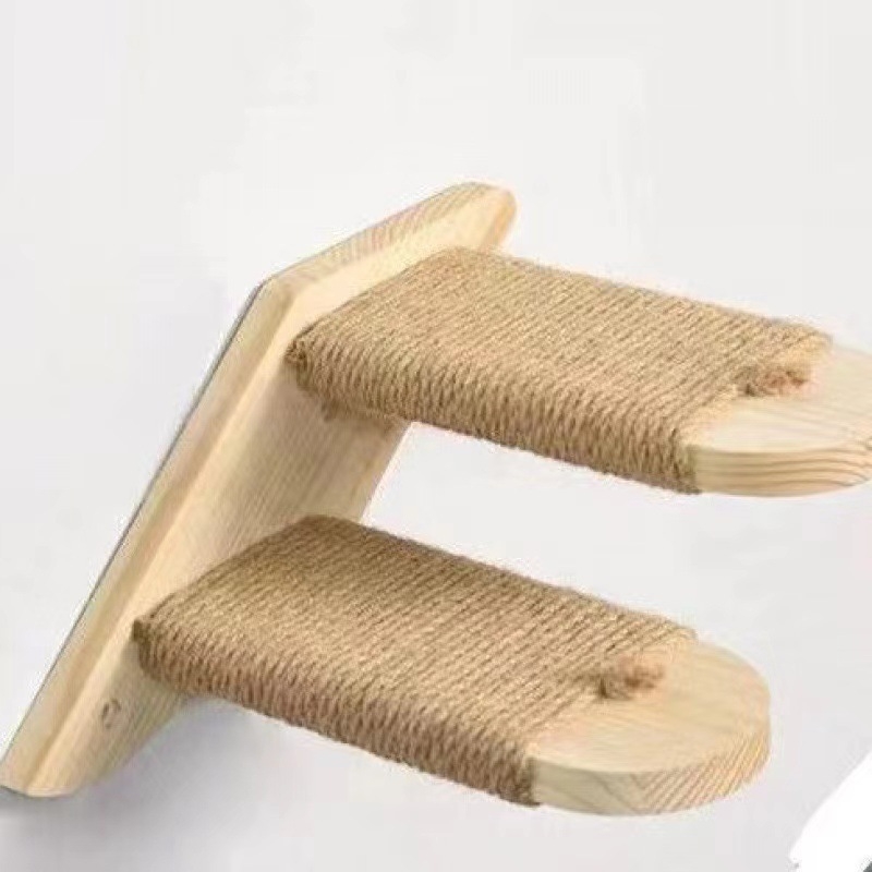 Fa macska mászólétra falra akasztható többrétegű macska mászóállvány szizál kötél fa deszka lépcső macskajáték kellékek