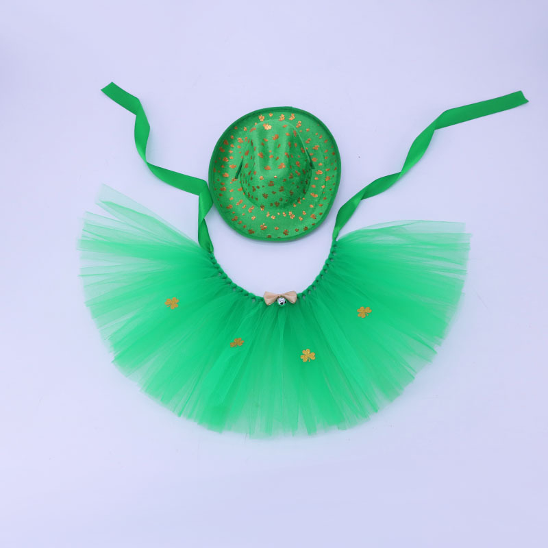 Xinye tarpvalstybinis Airijos festivalis naminių gyvūnėlių aprangos drabužiai katės ir šuns dobilo skrybėlė naminių gyvūnėlių tutu sijonas kaubojiška skrybėlė