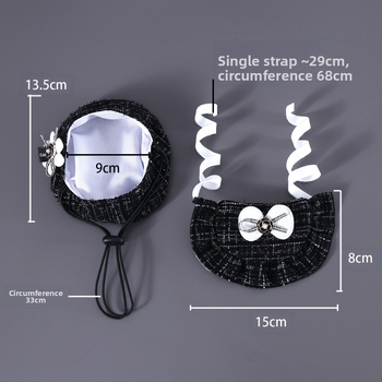 Тъкана шапка Chanel с цветни пъпки, панделка и дантелена престилка за домашни любимци, котка и куче, аксесоари, комплект Камелия