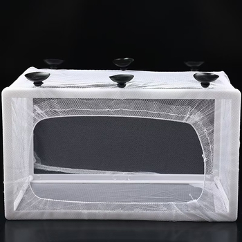 Изолационна мрежа за люпене на аквариум, изолационна мрежа за вода в аквариума, кутия за изолация на малки рибки, кутия за размножаване на аквариум със смукател