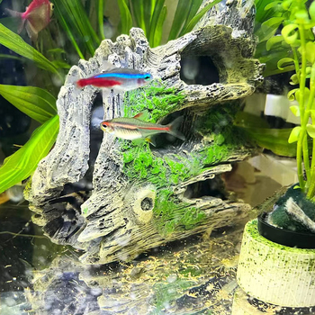 Търговия на едро от смола занаяти декорация аквариум кристал скариди бягство къща развъдник къща корен дърво мивка дървена къща куха дупка дърво