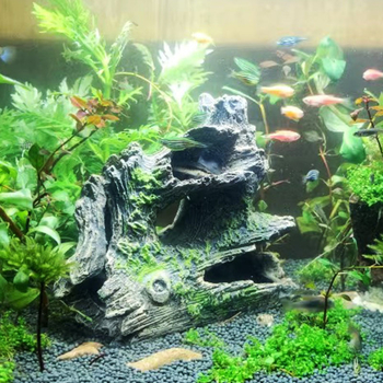 Търговия на едро от смола занаяти декорация аквариум кристал скариди бягство къща развъдник къща корен дърво мивка дървена къща куха дупка дърво