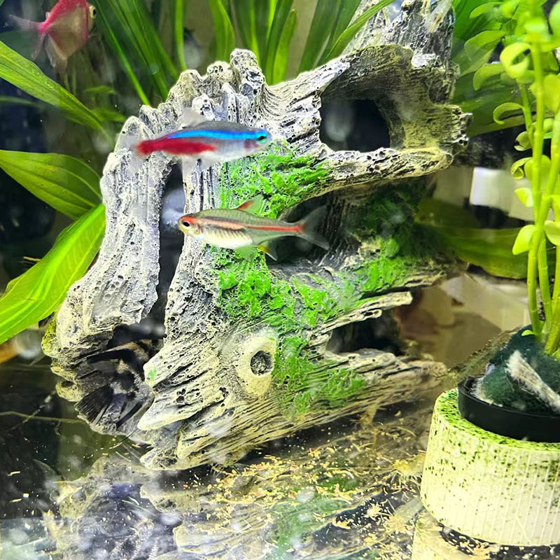 Търговия на едро от смола занаяти декорация аквариум кристал скариди бягство къща развъдник къща корен дърво мивка дървена къща куха дупка дърво