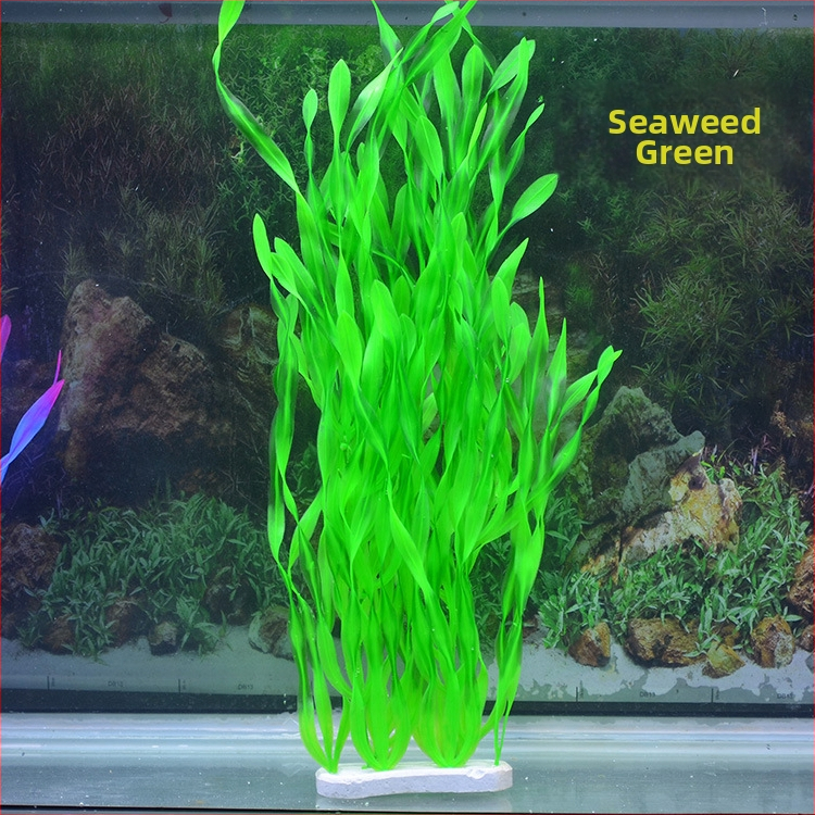 Akvaariumi dekoratiivne veemuru akvaariumi maastikukomplekt pehme veemuru plastmuru tagantvaade suur kõrge roheline muru