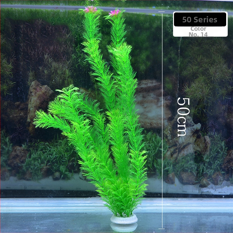 Akvaariumi dekoratiivne veemuru akvaariumi maastikukomplekt pehme veemuru plastmuru tagantvaade suur kõrge roheline muru