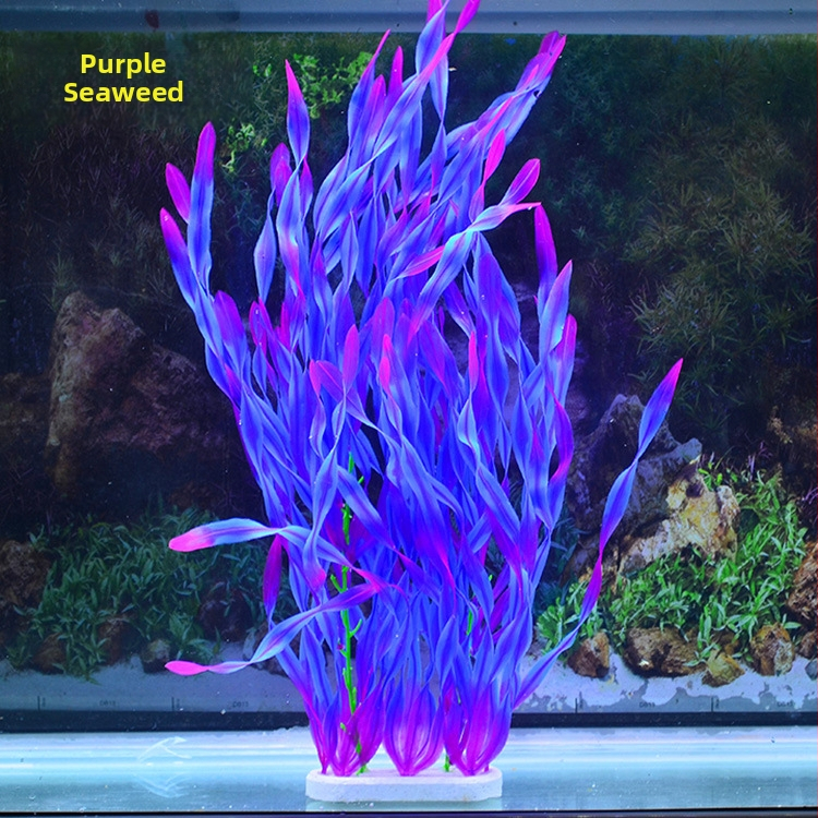 Akvaariumi dekoratiivne veemuru akvaariumi maastikukomplekt pehme veemuru plastmuru tagantvaade suur kõrge roheline muru