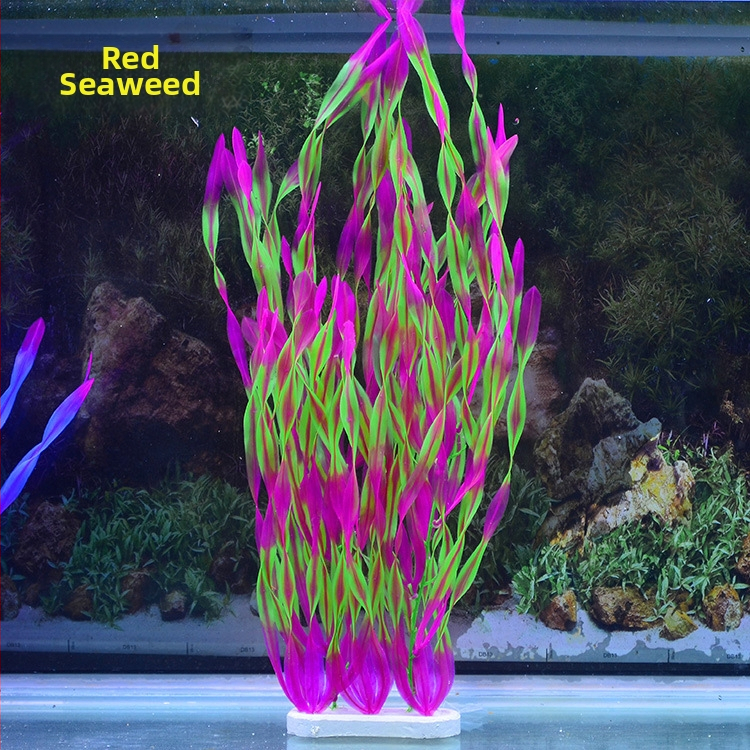 Akvaariumi dekoratiivne veemuru akvaariumi maastikukomplekt pehme veemuru plastmuru tagantvaade suur kõrge roheline muru