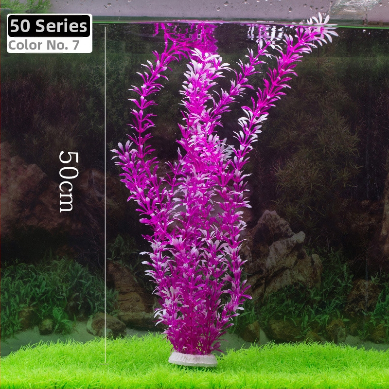 Akvaariumi dekoratiivne veemuru akvaariumi maastikukomplekt pehme veemuru plastmuru tagantvaade suur kõrge roheline muru